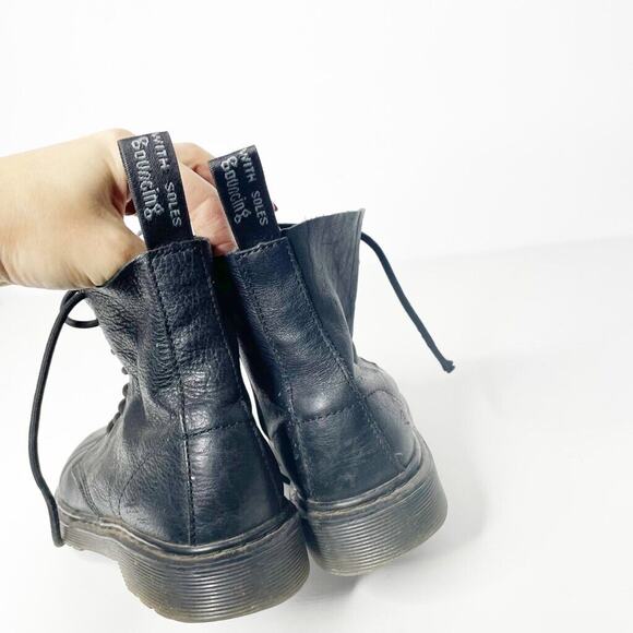 DR. MARTENS 1460 PASCAL LEATHER LACE UP BOOTS black virgina side zip WOMENS 5 - Picture 4 of 6